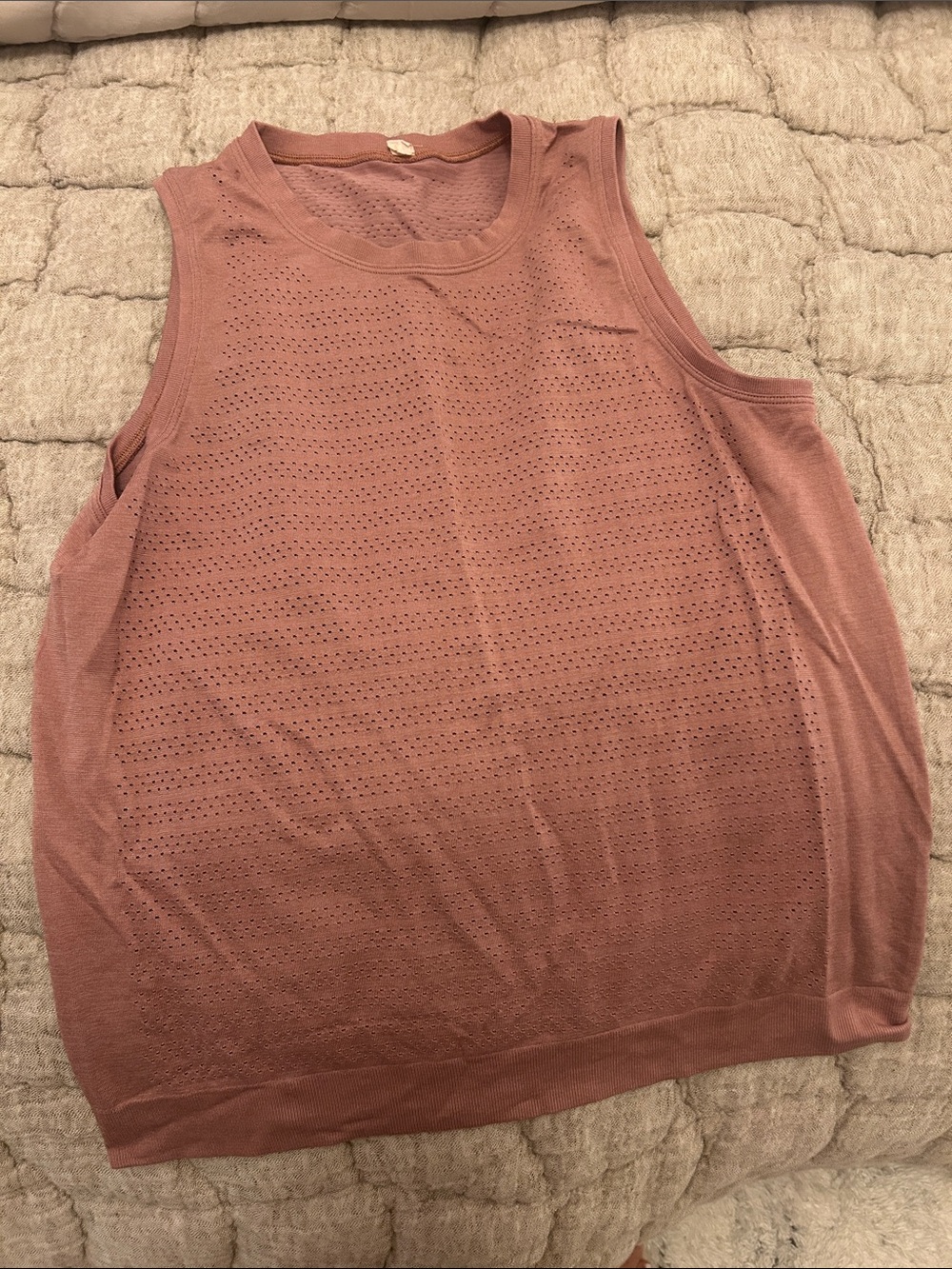 Sleeveless Lulu Lemon Knit Perforated Tank Top - Dusty Rose